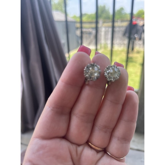 MODEL 1960s antique Ukraine Clip on earrings Stelling SILVER 875 vtg art - Picture 2 of 15